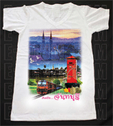 เสื้อยืดคอวีพร้อมสกรีนลายแหล่งท่องเที่ยว ลายจันทบุรี